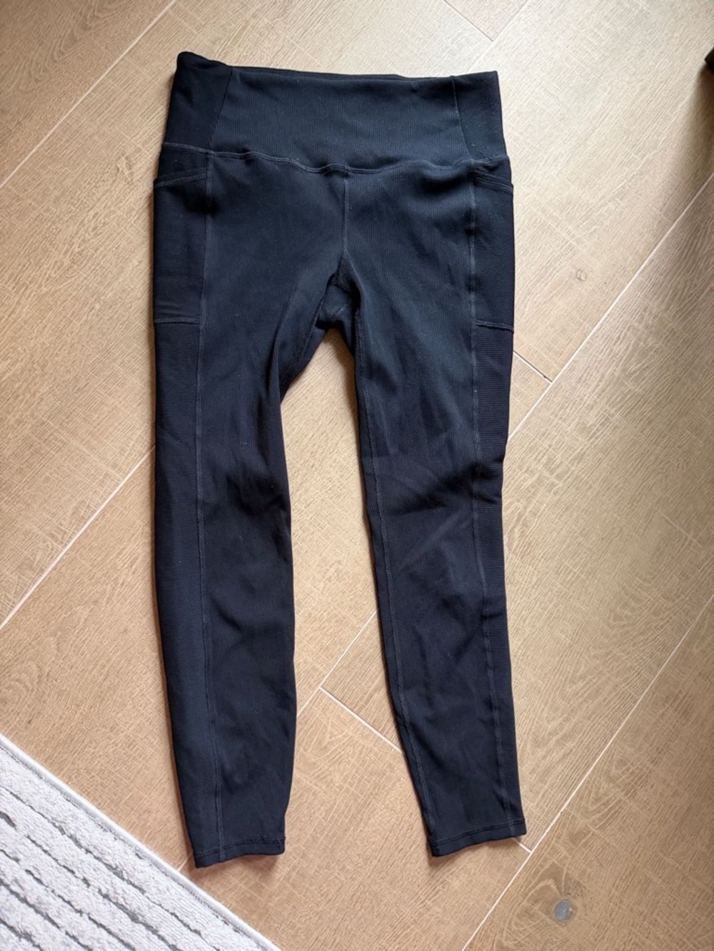 RBX Black Ribbed High-Waist Athletic Leggings
